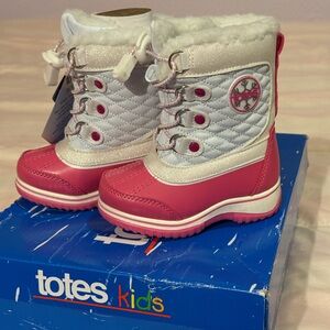 Totes Kids Pink and White Snow Boots